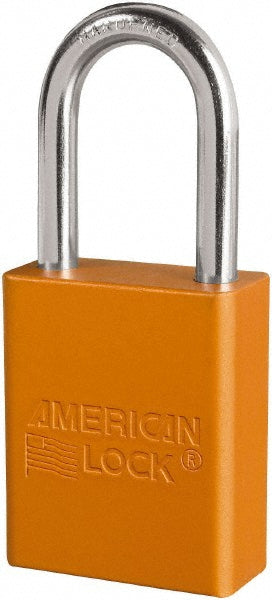 American Lock S1106ORJ Lockout Padlock Keyed Different, Key Retaining, Aluminum, Plated Metal Shackle, Orange