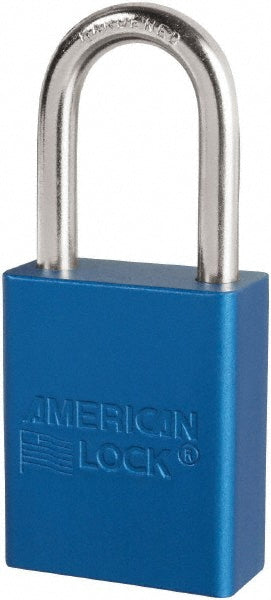 American Lock S1106BLU Lockout Padlock Keyed Different, Key Retaining, Aluminum, Plated Metal Shackle, Blue