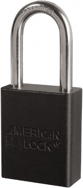 American Lock S1106BLK Lockout Padlock Keyed Different, Key Retaining, Aluminum, Plated Metal Shackle, Black