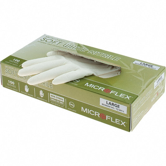 Ansell TQ-601-L Series Microflex Disposable Gloves Size Large, 2.8 mil, Uncoated-Coated Nitrile, Medical Grade, Unpowdered