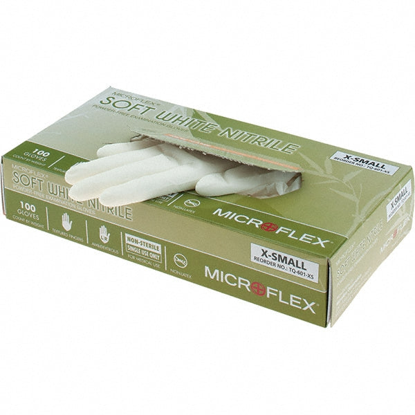 Ansell TQ-601-XS Series Microflex Disposable Gloves Size X-Small, 2.8 mil, Uncoated-Coated Nitrile, Medical Grade, Unpowdered