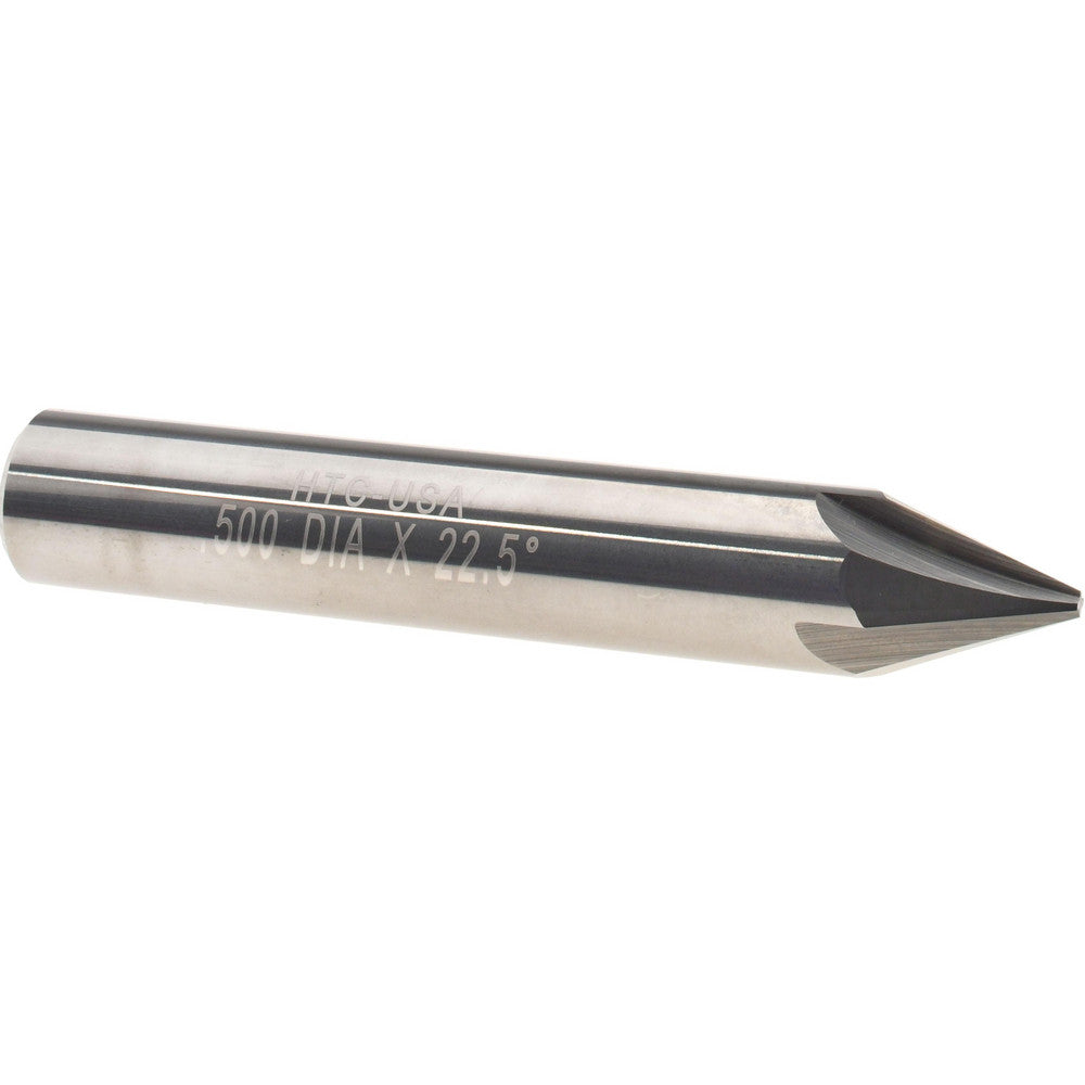 Harvey Tool 18323 Chamfer Mill 1/2" Dia, 1/2" Shank Dia, 45 deg, 4 Flute, Solid Carbide, Single End
