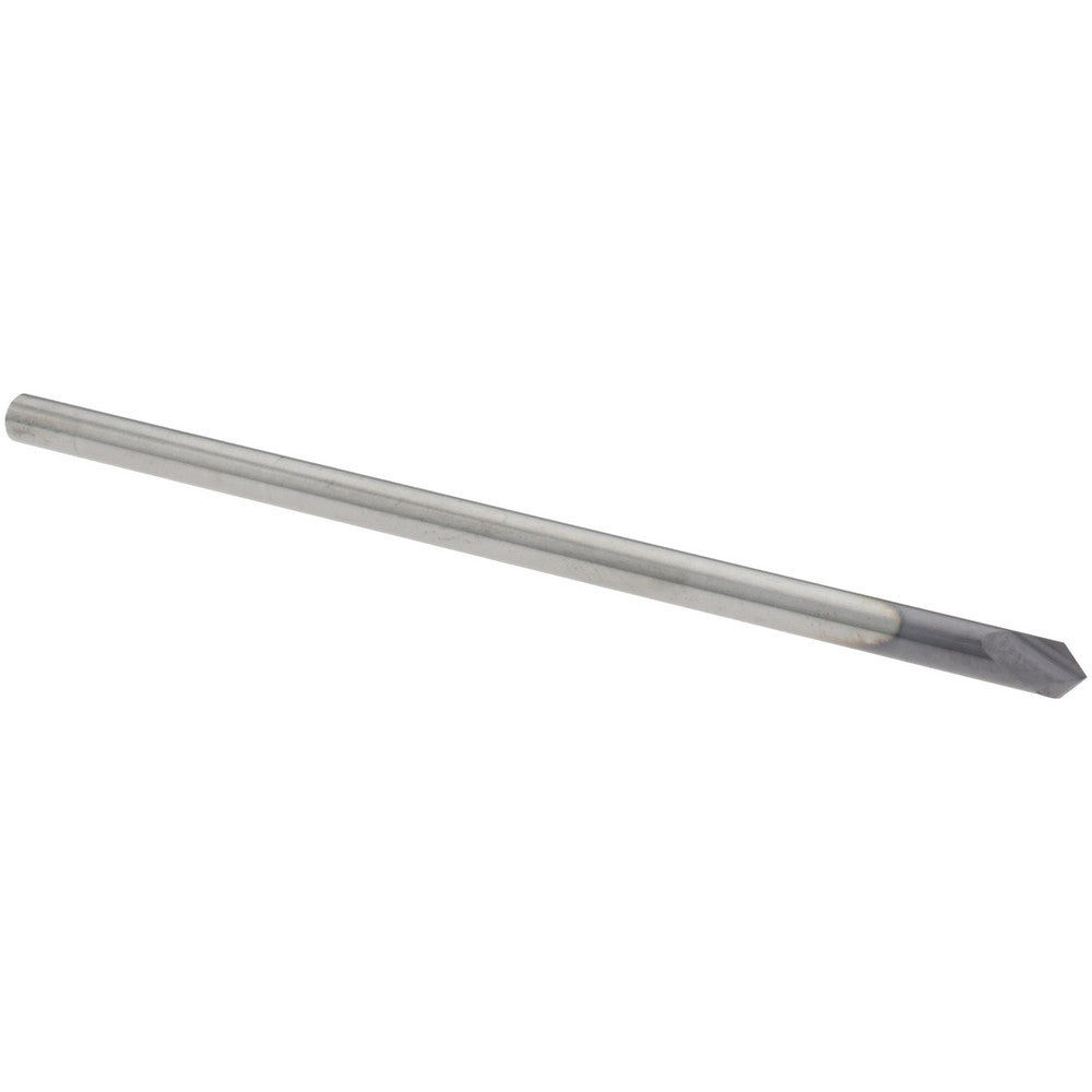 Harvey Tool 50645-C3 Chamfer Mill 1/8" Dia, 1/8" Shank Dia, 90 deg, 2 Flute, Solid Carbide, Single End