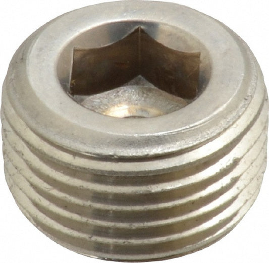Merit Brass 618B-06 Pipe Hex Countersunk Plug 3/8", 316 & 316L Stainless Steel