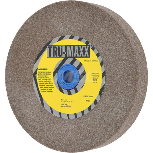 Tru-Maxx 66253269710 Bench & Pedestal Grinding Wheel 6" Dia, 1" Thick, 1" Hole Dia, Aluminum Oxide