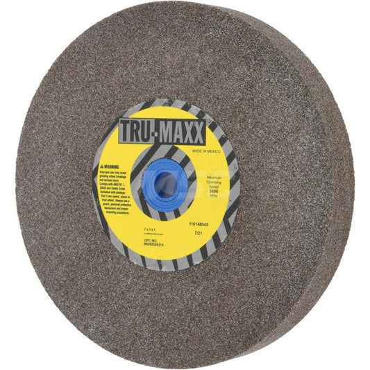 Tru-Maxx 66253255214 Bench & Pedestal Grinding Wheel 7" Dia, 1" Thick, 1" Hole Dia, Aluminum Oxide