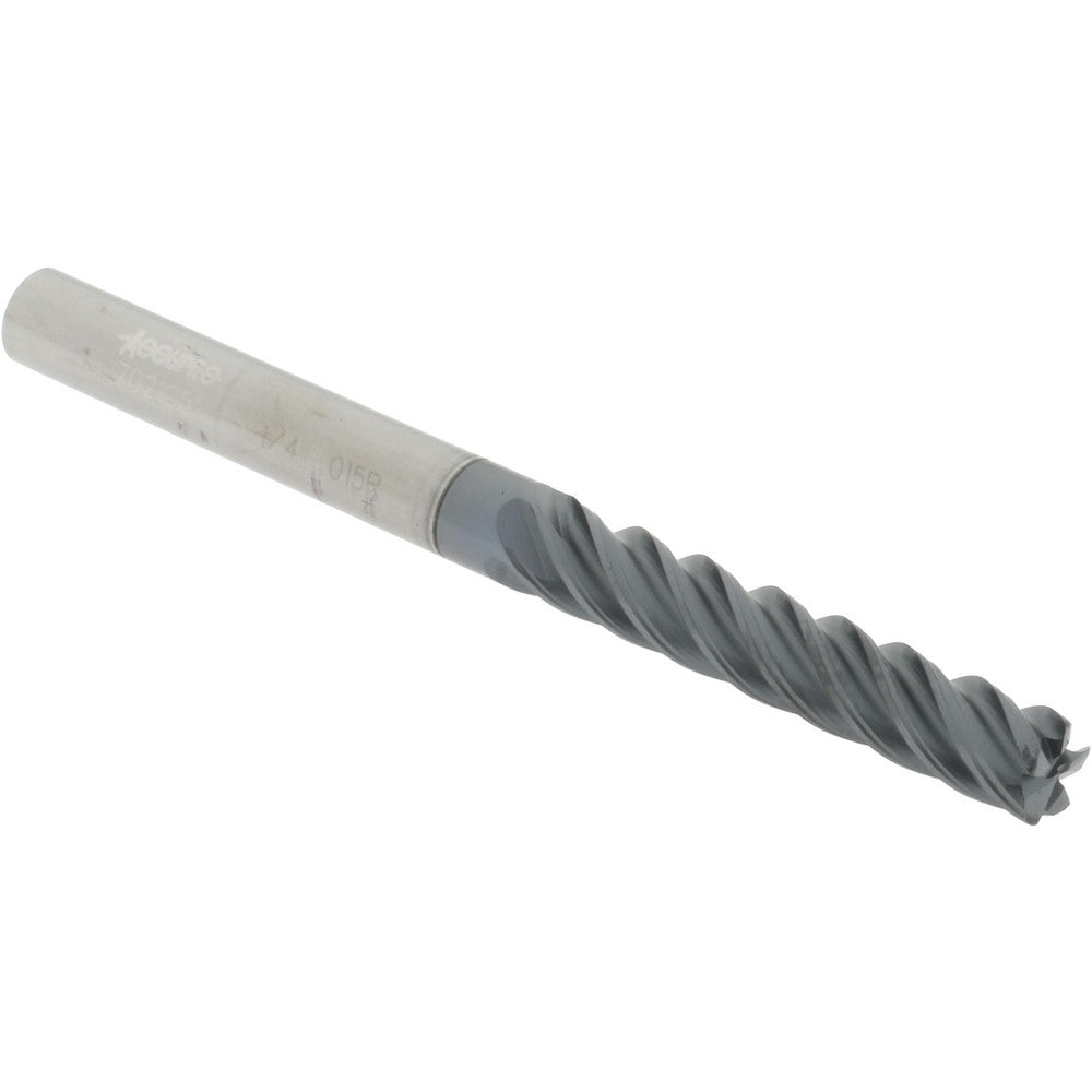 Accupro 70210554 Corner Radius End Mill 1/4" Dia, 1-1/4" LOC, 0.015" Radius, 5 Flutes, Solid Carbide
