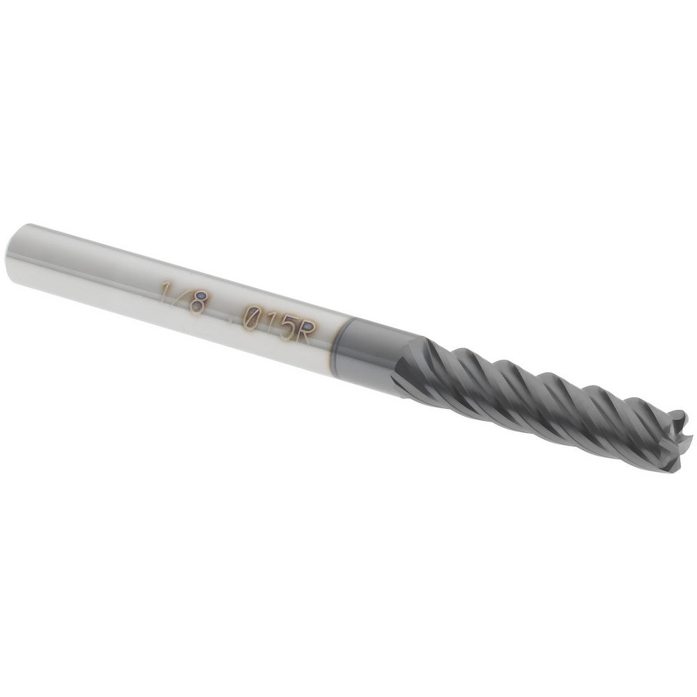 Accupro 70210687 Corner Radius End Mill 1/8" Dia, 1/2" LOC, 0.015" Radius, 5 Flutes, Solid Carbide
