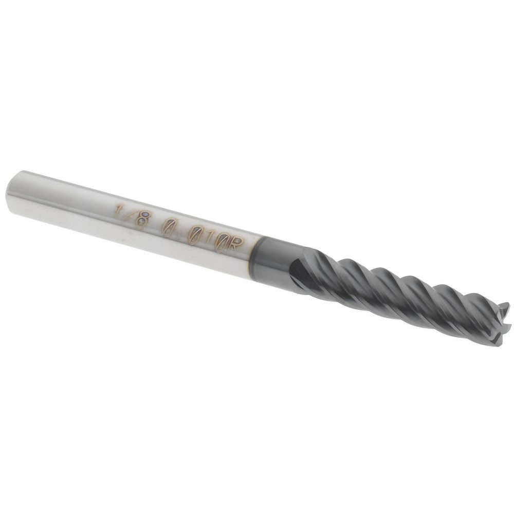 Accupro 70210695 Corner Radius End Mill 1/8" Dia, 1/2" LOC, 0.01" Radius, 5 Flutes, Solid Carbide