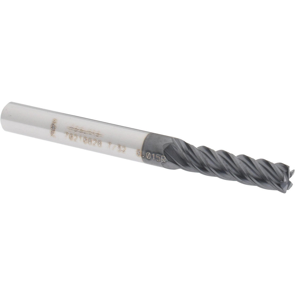 Accupro 70210828 Corner Radius End Mill 0.2188" Dia, 3/4" LOC, 0.015" Radius, 5 Flutes, Solid Carbide