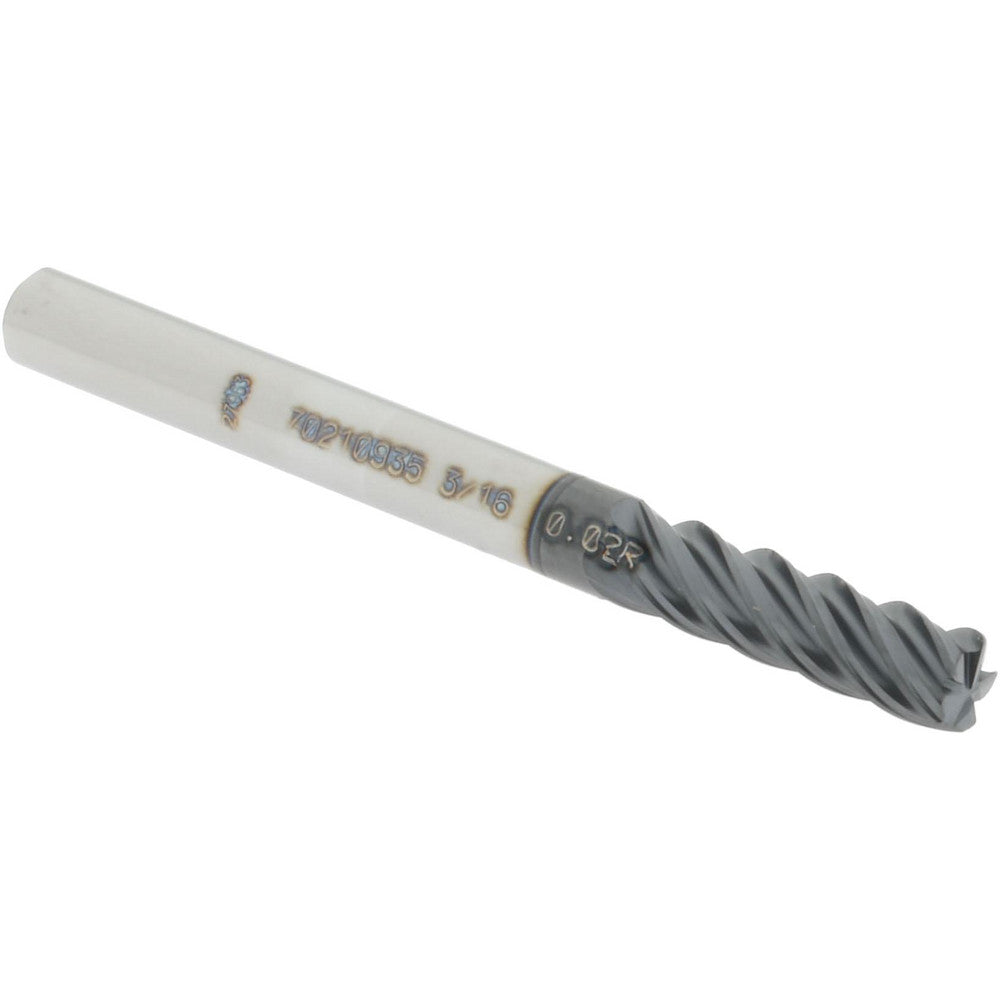 Accupro 70210935 Corner Radius End Mill 3/16" Dia, 5/8" LOC, 0.02" Radius, 5 Flutes, Solid Carbide