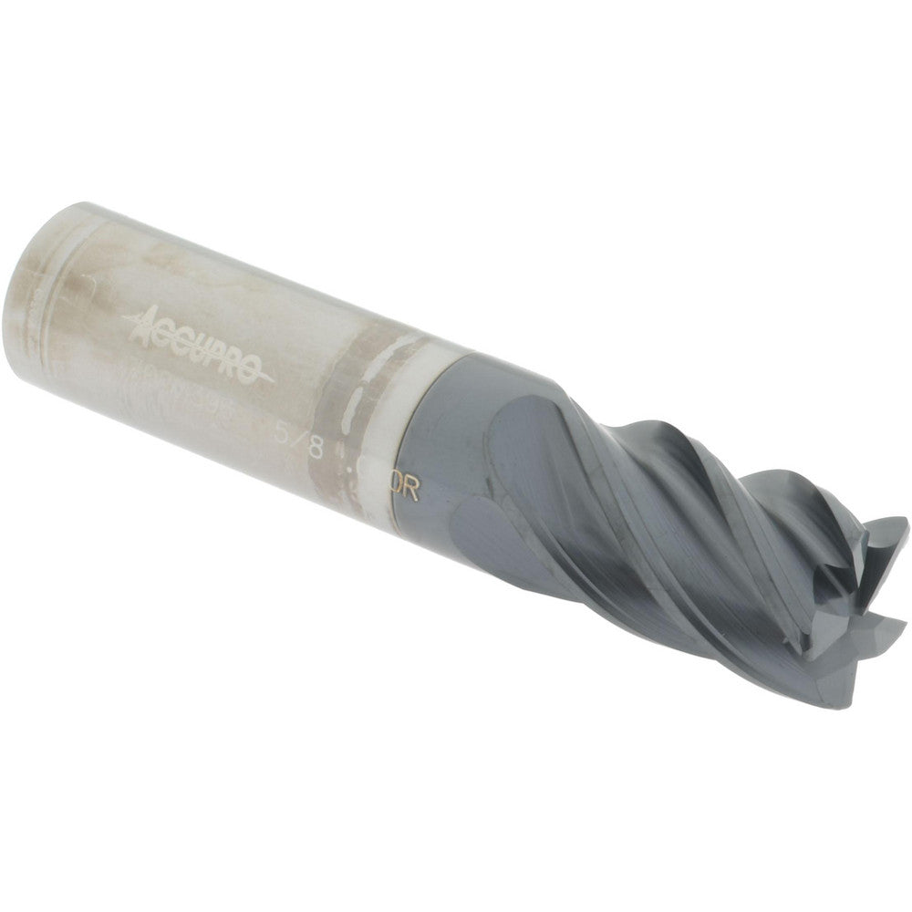 Accupro 70211396 Corner Radius End Mill 5/8" Dia, 7/8" LOC, 0.03" Radius, 5 Flutes, Solid Carbide