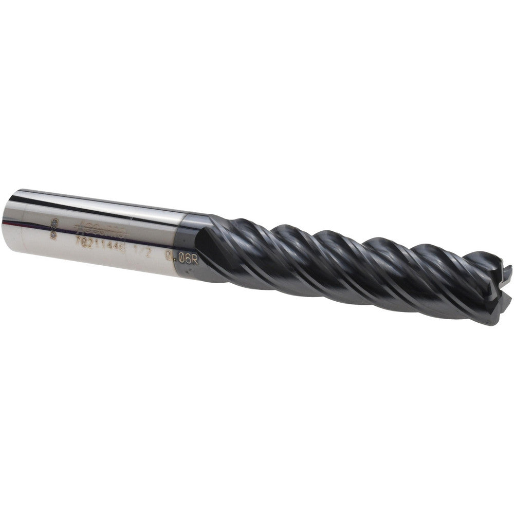 Accupro 70211446 Corner Radius End Mill 1/2" Dia, 2" LOC, 0.06" Radius, 5 Flutes, Solid Carbide