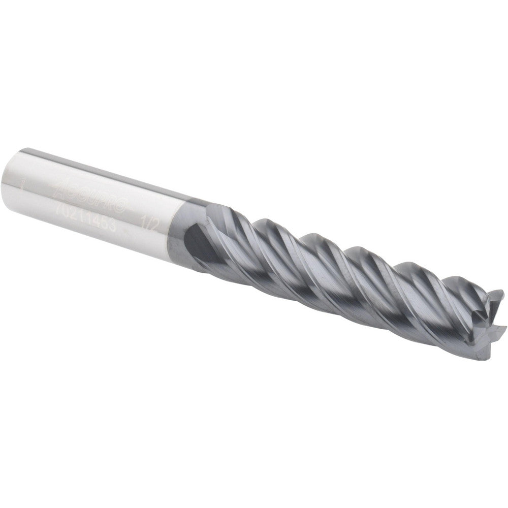 Accupro 70211453 Corner Radius End Mill 1/2" Dia, 2" LOC, 0.03" Radius, 5 Flutes, Solid Carbide