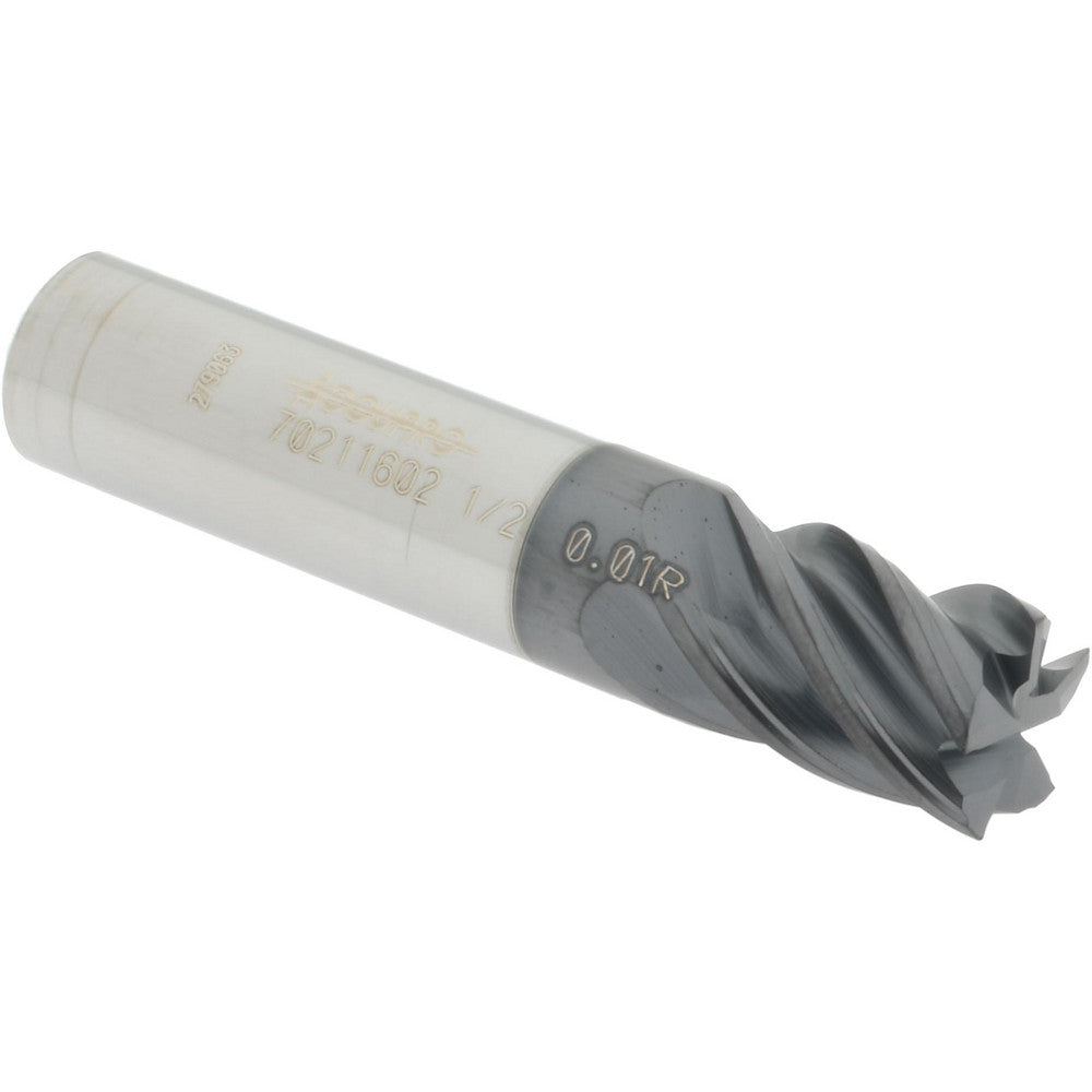 Accupro 70211602 Corner Radius End Mill 1/2" Dia, 5/8" LOC, 0.01" Radius, 5 Flutes, Solid Carbide