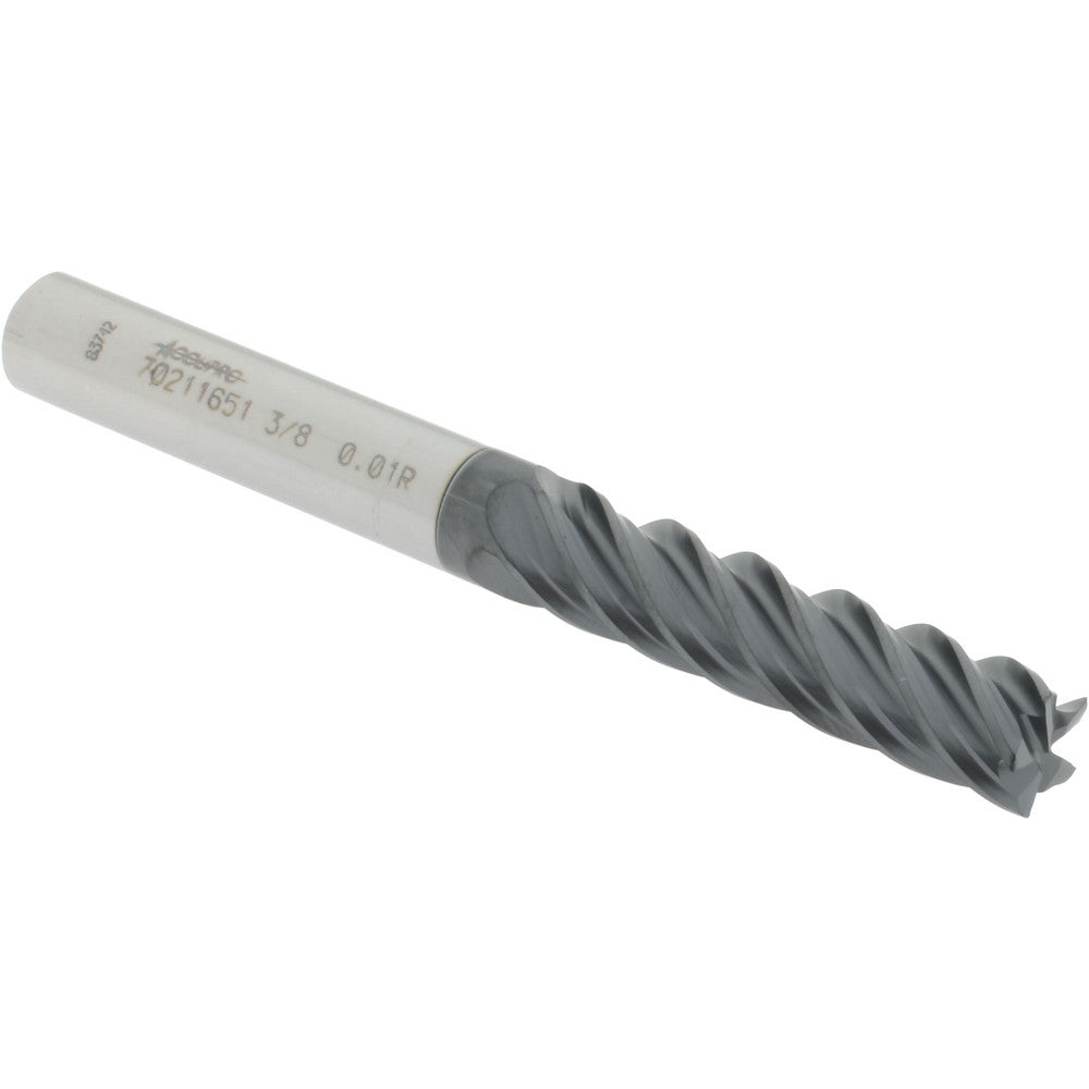 Accupro 70211651 Corner Radius End Mill 3/8" Dia, 1-1/2" LOC, 0.01" Radius, 5 Flutes, Solid Carbide