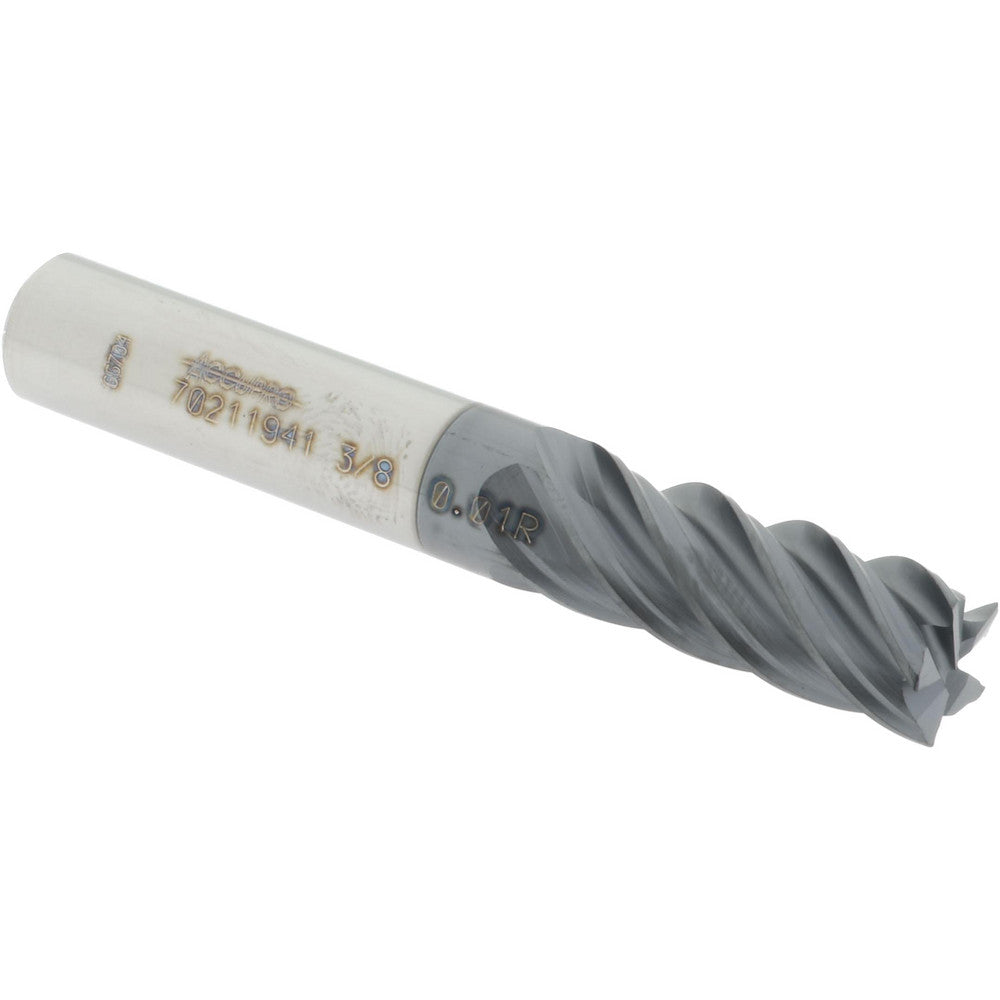 Accupro 70211941 Corner Radius End Mill 3/8" Dia, 7/8" LOC, 0.01" Radius, 5 Flutes, Solid Carbide
