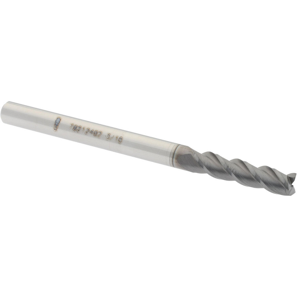 Accupro 70212402 Square End Mill 3/16'' Dia, 3/4'' LOC, 3/16'' Shank Dia, 2-1/2'' OAL, 3 Flutes, Solid Carbide