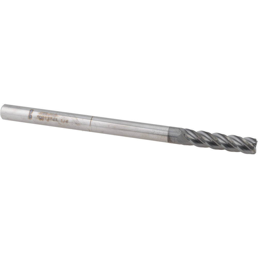 Accupro 70212741 Square End Mill 1/4'' Dia, 1'' LOC, 1/4'' Shank Dia, 4'' OAL, 4 Flutes, Solid Carbide