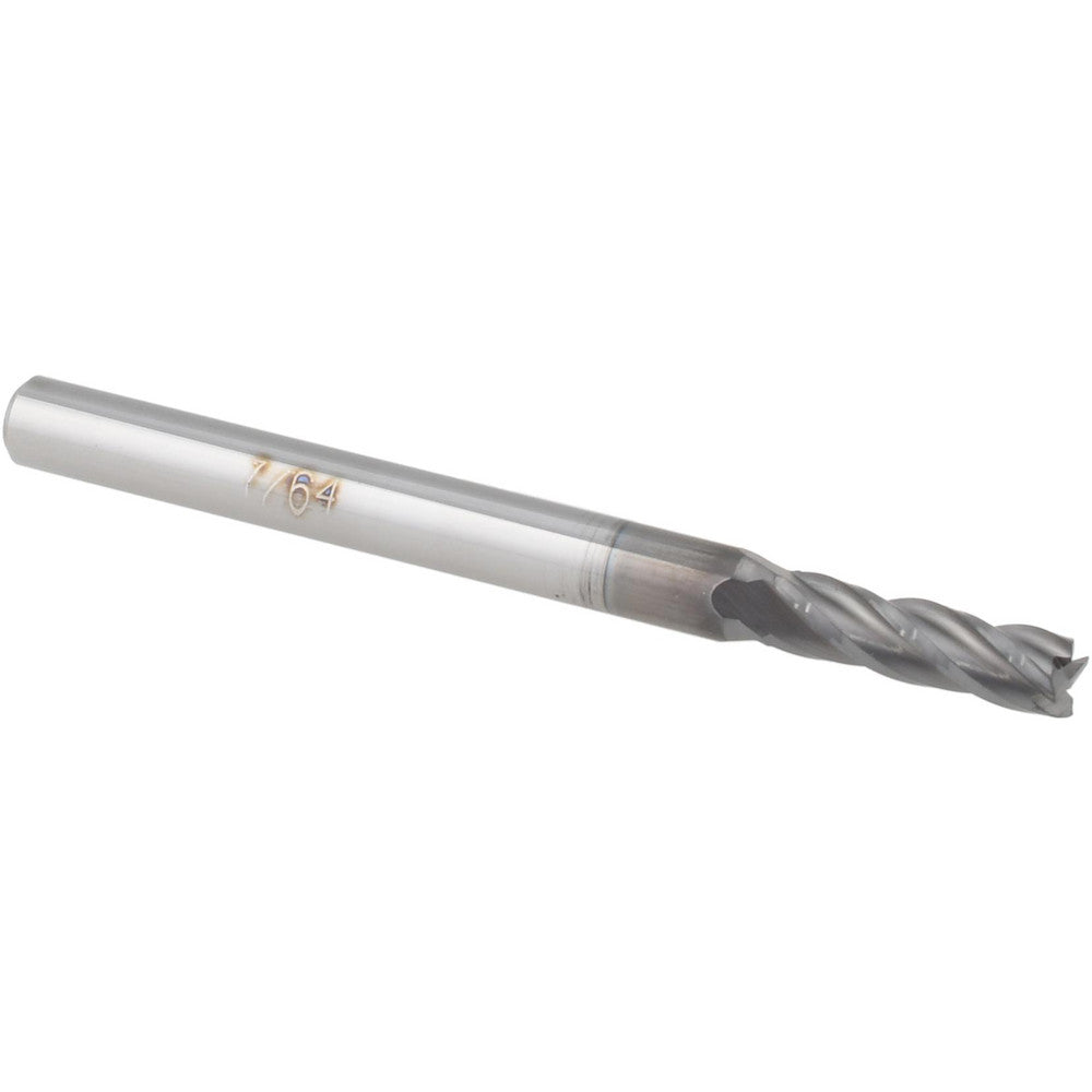 Accupro 70212782 Square End Mill 7/64'' Dia, 3/8'' LOC, 1/8'' Shank Dia, 1-1/2'' OAL, 4 Flutes, Solid Carbide