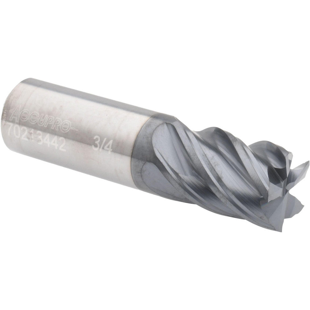 Accupro 70213442 Square End Mill 3/4'' Dia, 1'' LOC, 3/4'' Shank Dia, 3'' OAL, 5 Flutes, Solid Carbide