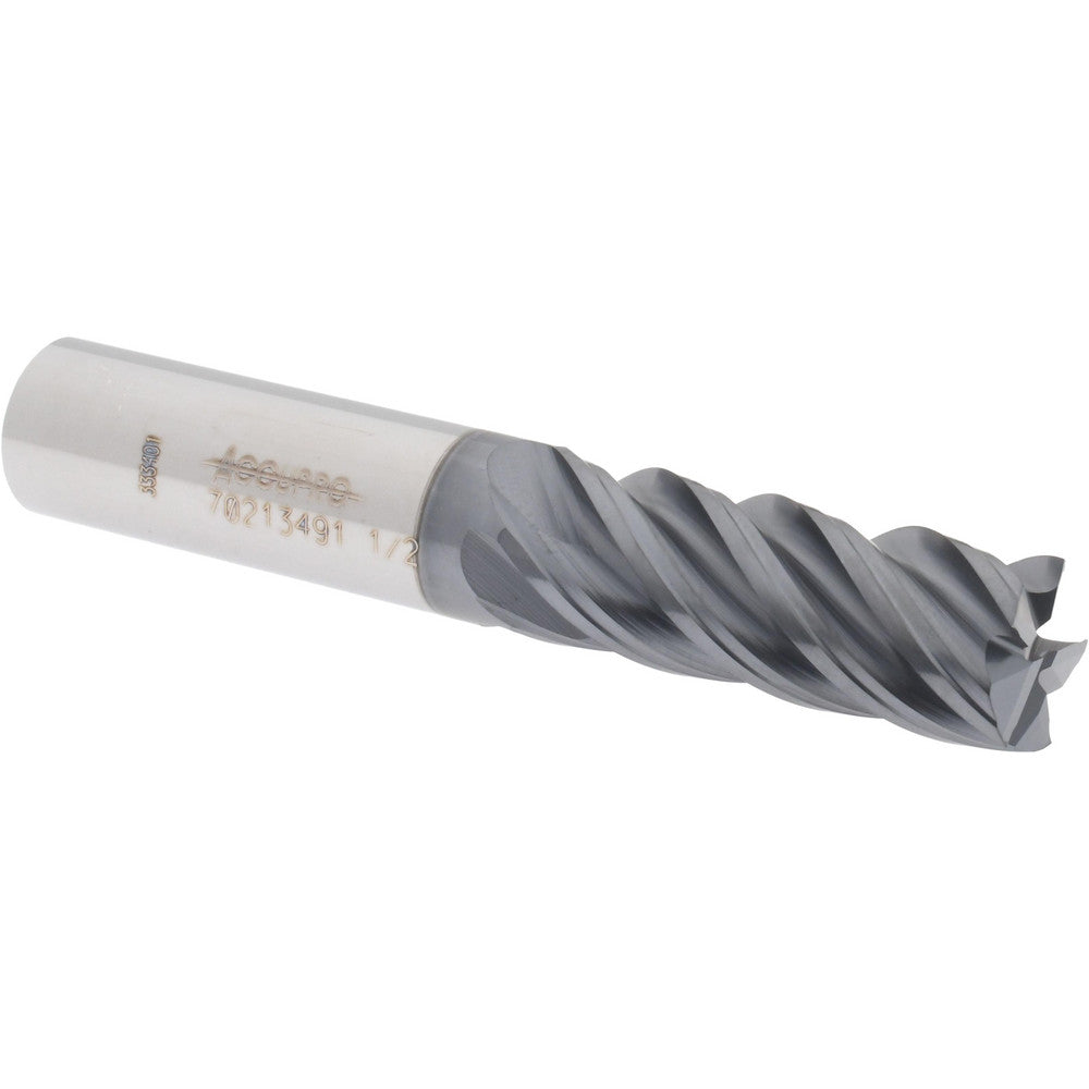 Accupro 70213491 Square End Mill 1/2'' Dia, 1-1/4'' LOC, 1/2'' Shank Dia, 3'' OAL, 5 Flutes, Solid Carbide