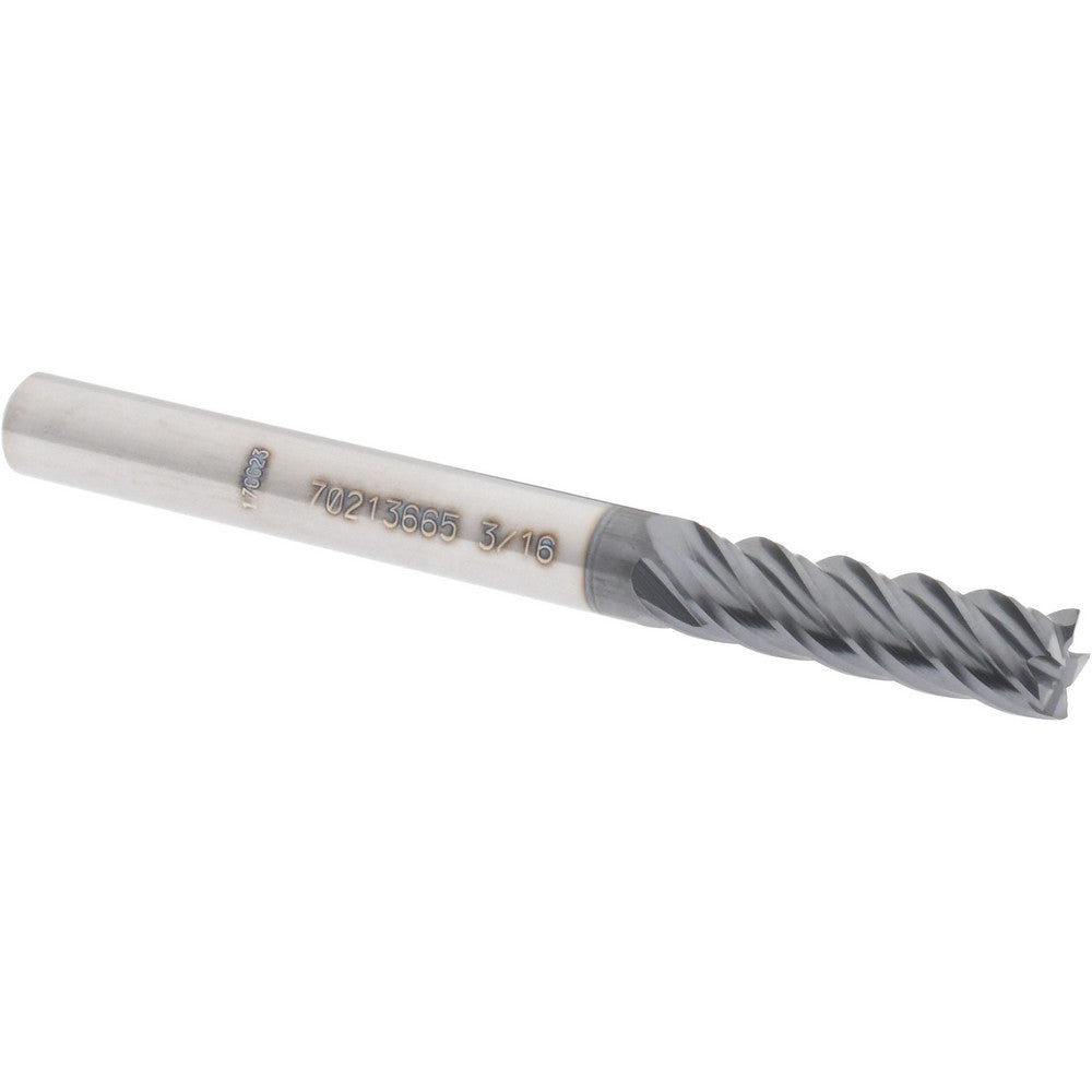 Accupro 70213665 Square End Mill 3/16'' Dia, 5/8'' LOC, 3/16'' Shank Dia, 2'' OAL, 5 Flutes, Solid Carbide