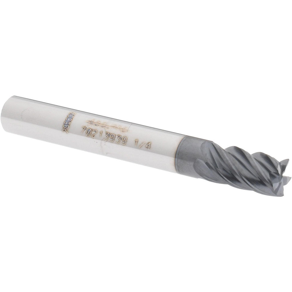 Accupro 70213939 Square End Mill 1/4'' Dia, 3/8'' LOC, 1/4'' Shank Dia, 2'' OAL, 5 Flutes, Solid Carbide