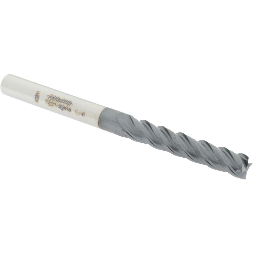 Accupro 70214044 Square End Mill 1/4'' Dia, 1-1/4'' LOC, 1/4'' Shank Dia, 3'' OAL, 4 Flutes, Solid Carbide