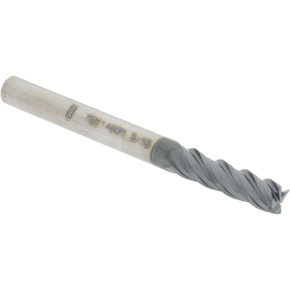 Accupro 70214085 Square End Mill 3/16'' Dia, 5/8'' LOC, 3/16'' Shank Dia, 2'' OAL, 4 Flutes, Solid Carbide