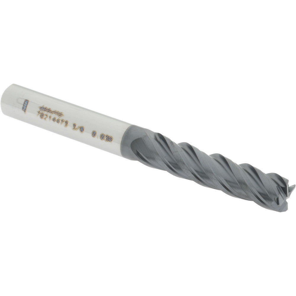 Accupro 70214473 Corner Radius End Mill 3/8" Dia, 1-1/2" LOC, 0.03" Radius, 4 Flutes, Solid Carbide