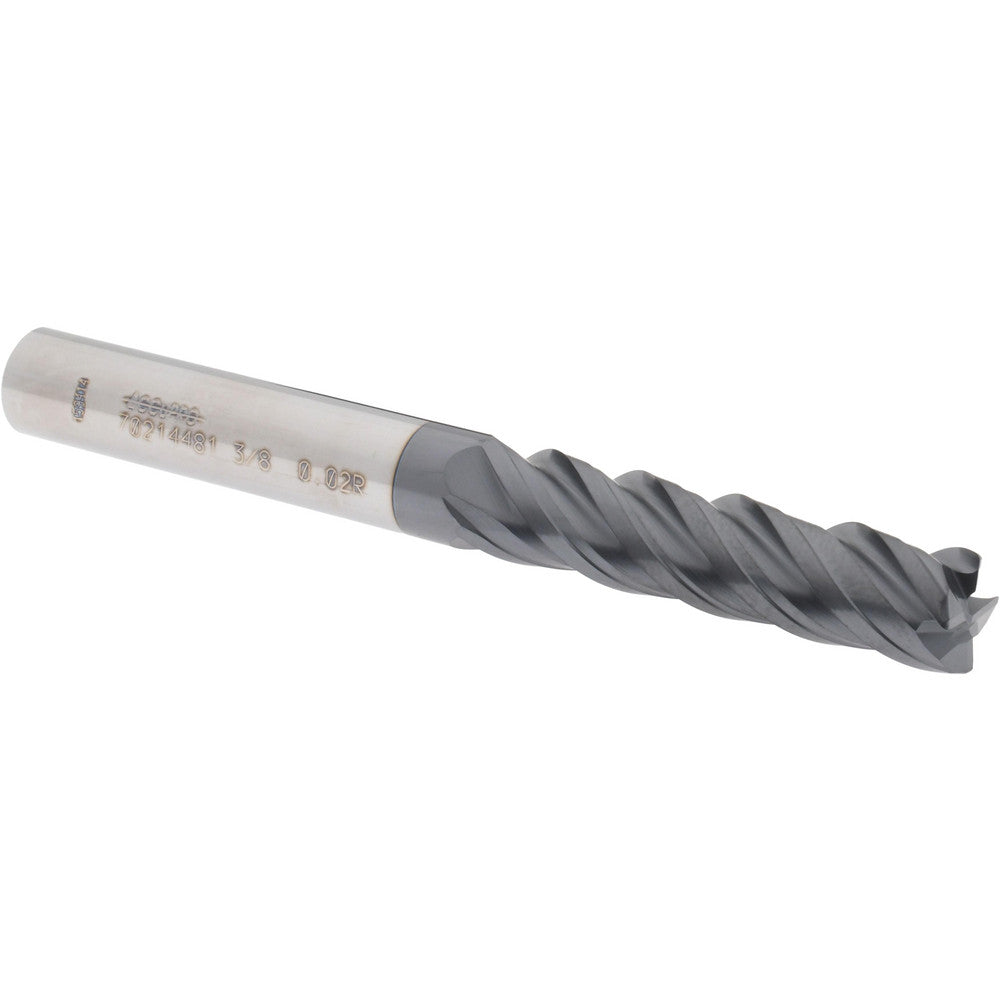 Accupro 70214481 Corner Radius End Mill 3/8" Dia, 1-1/2" LOC, 0.02" Radius, 4 Flutes, Solid Carbide