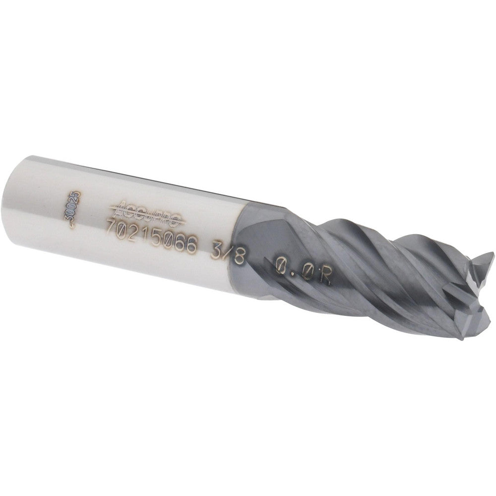 Accupro 70215066 Corner Radius End Mill 3/8" Dia, 5/8" LOC, 0.01" Radius, 4 Flutes, Solid Carbide