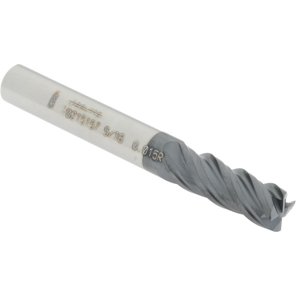 Accupro 70215157 Corner Radius End Mill 5/16" Dia, 3/4" LOC, 0.015" Radius, 4 Flutes, Solid Carbide