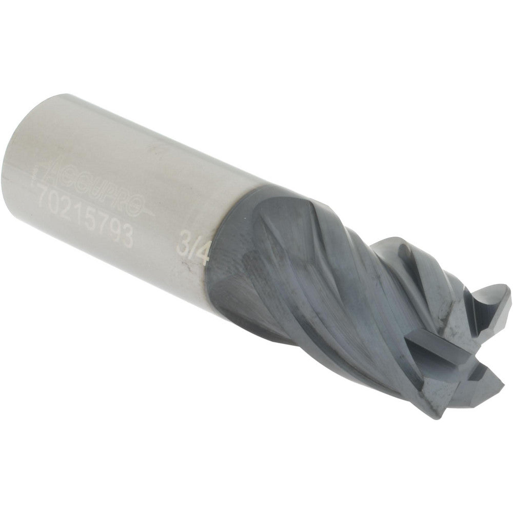Accupro 70215793 Corner Radius End Mill 3/4" Dia, 1" LOC, 0.03" Radius, 4 Flutes, Solid Carbide