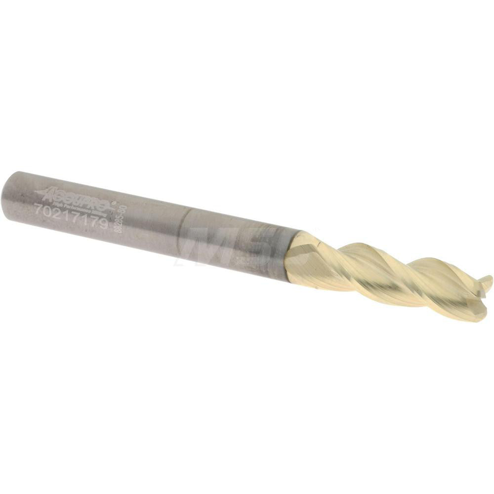 Accupro 314596 Corner Radius End Mill 1/4" Dia, 3/4" LOC, 37 deg Helix, Corner Radius End, Centercutting