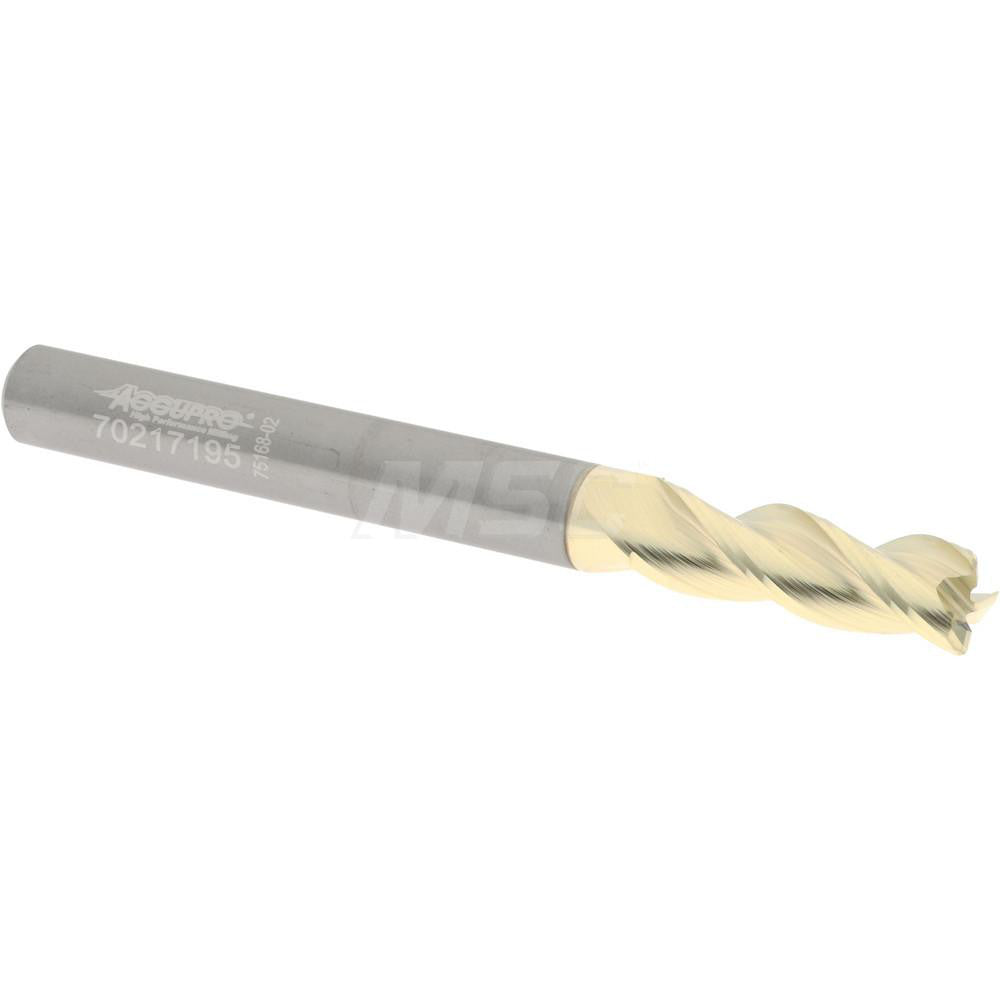 Accupro 314590 Corner Radius End Mill 1/4" Dia, 3/4" LOC, 37 deg Helix, Corner Radius End, Centercutting