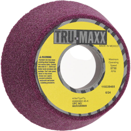 Tru-Maxx 66253269909 Surface Grinding Wheel 4" Dia, 1-1/2" Thick, 1-1/4" Hole, 46 Grit, K Hardness