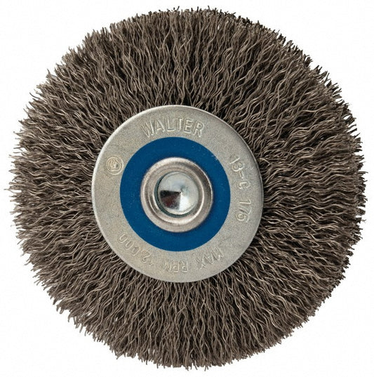 WALTER Surface Technologies 13C175 Wheel Brush  3" Wheel Dia,  3/4" Face Width,  Crimped