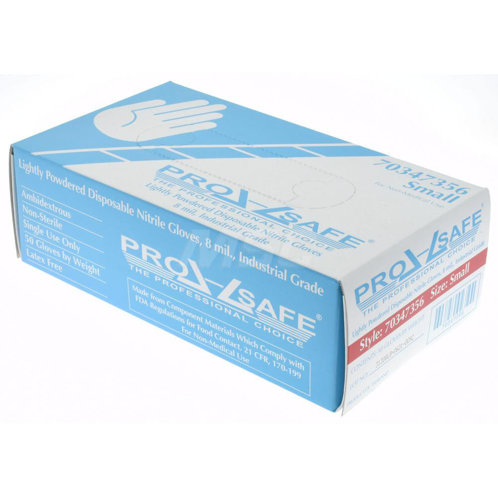 PRO-SAFE 63-338/S Disposable Glove Size Small, 8.0 mil, Nitrile, General Purpose Grade, Powdered