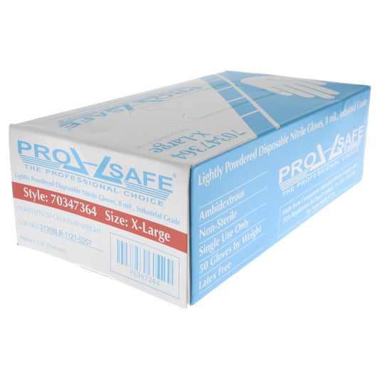 PRO-SAFE 63-338/XL Disposable Glove Size X-Large, 8.0 mil, Nitrile, General Purpose Grade, Powdered