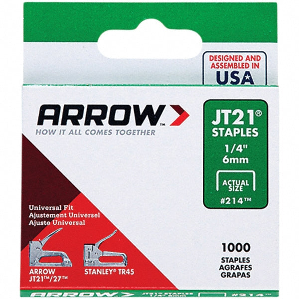 Arrow 214 Galvanized Steel Light-Duty Staple 1/4" Leg Length