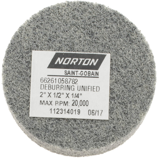 Norton 66261058782 Deburring Wheel  2" Dia,  1/2" Face Width,  1/4" Hole,  N/A Silicon Carbide