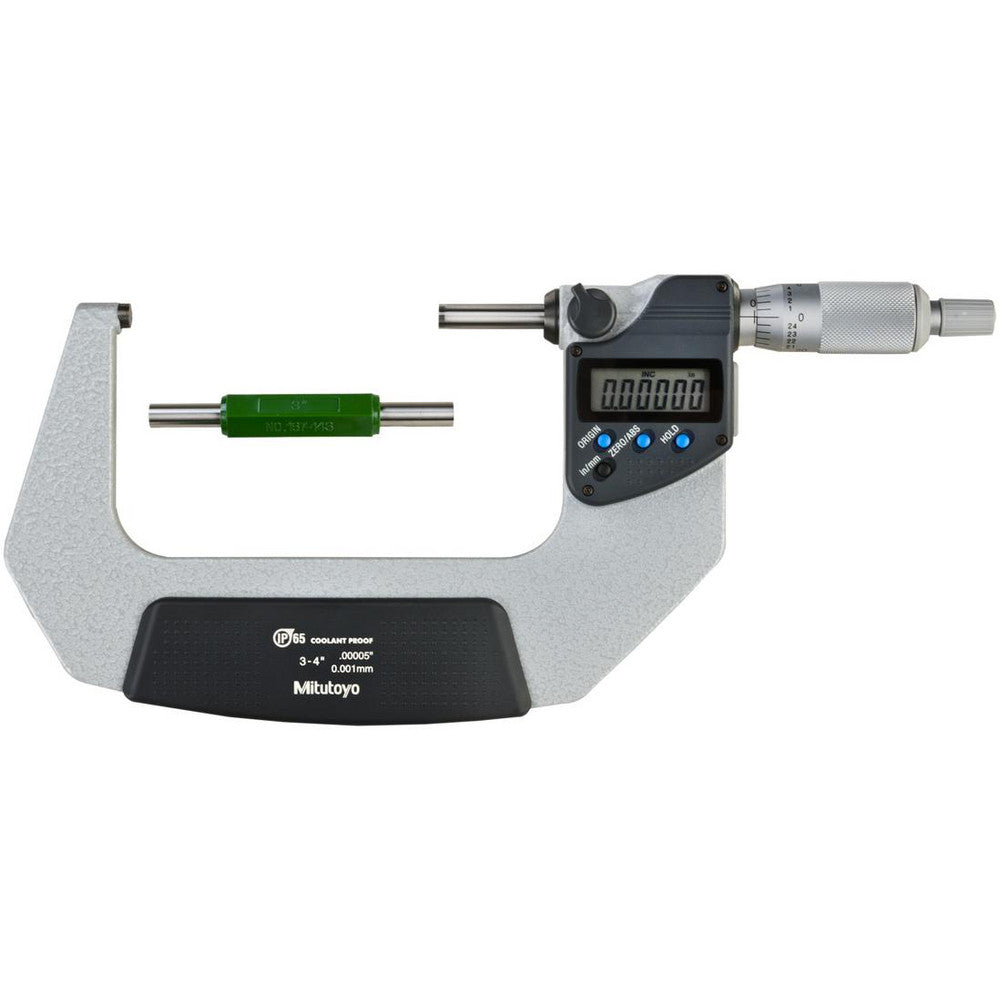 Mitutoyo 293-333-30 Electronic Outside Micrometer 4" Max, Solid Carbide Face, IP65