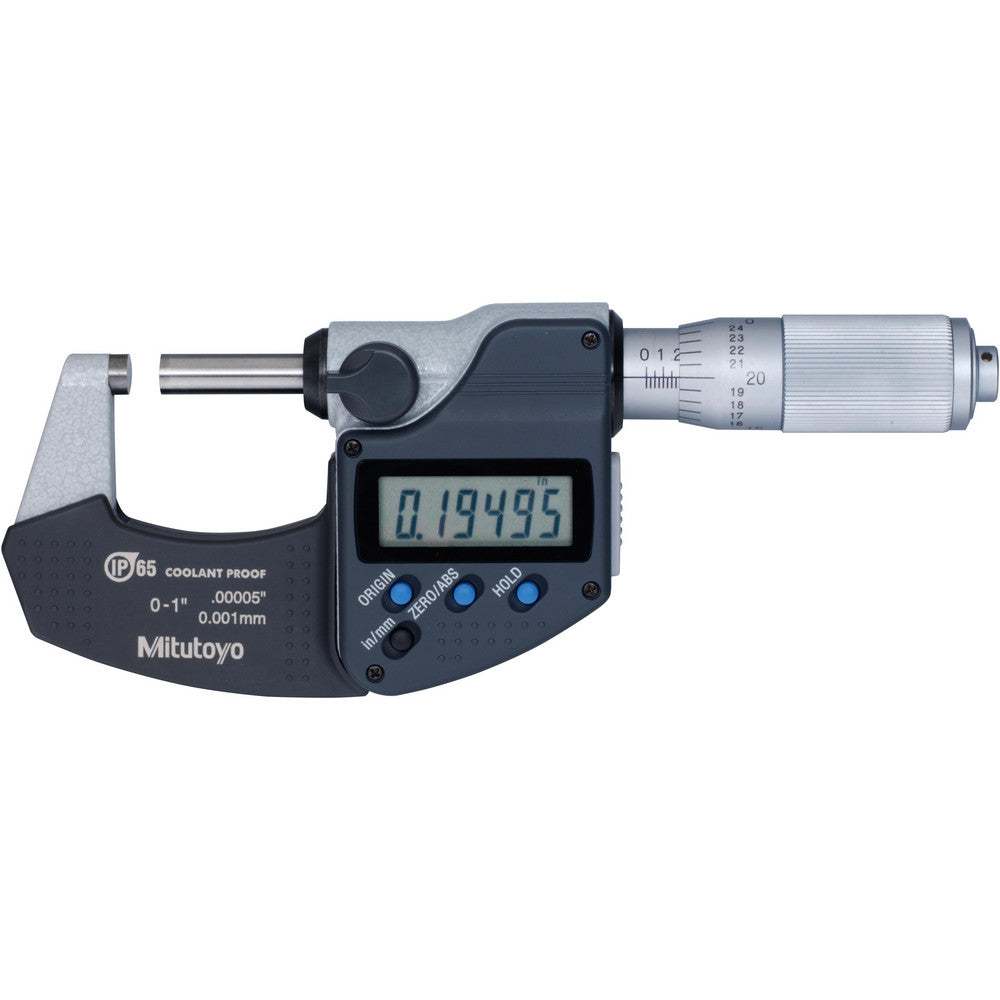 Mitutoyo 293-335-32 Electronic Outside Micrometer 1" Max, Solid Carbide Face, IP65