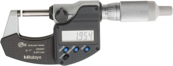 Mitutoyo 293-344-32 Electronic Outside Micrometer 1" Max, Solid Carbide Face, IP65