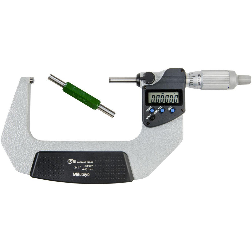 Mitutoyo 293-347-32 Electronic Outside Micrometer 4" Max, Solid Carbide Face, IP65
