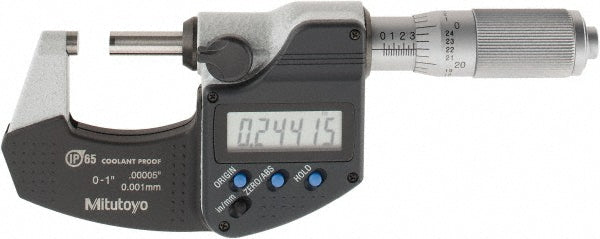 Mitutoyo 293-348-30 Electronic Outside Micrometer 1" Max, Solid Carbide Face, IP65