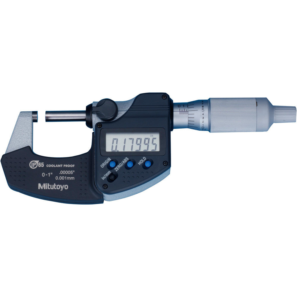 Mitutoyo 293-349-30 Electronic Outside Micrometer 1" Max, Solid Carbide Face, IP65