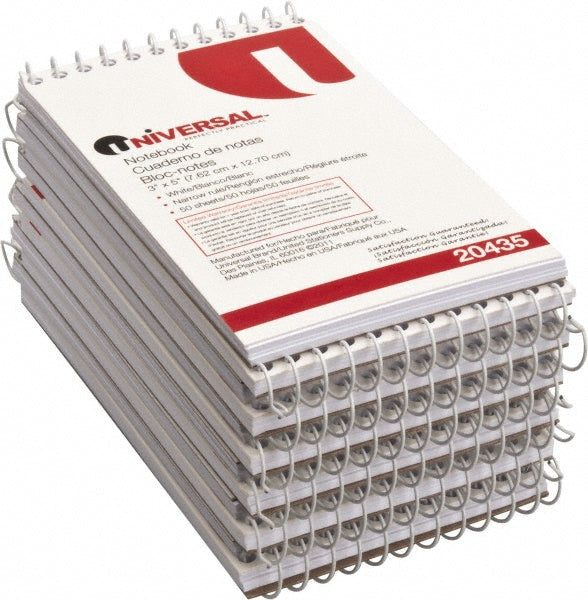 Universal UNV20435 Wirebound Memo Book 50 Sheets, White Paper